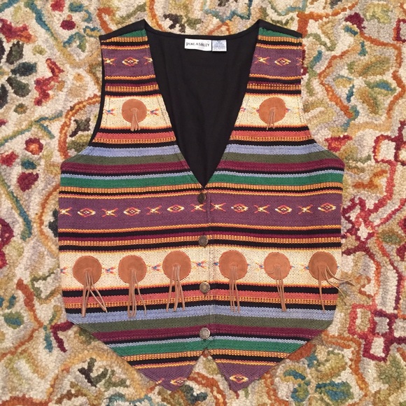 Jane Ashley Sweaters - Vintage Southwestern Boho Vest Size Small